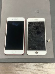 iPhone 7plus　ガラス割れ　画面交換　いなべ市